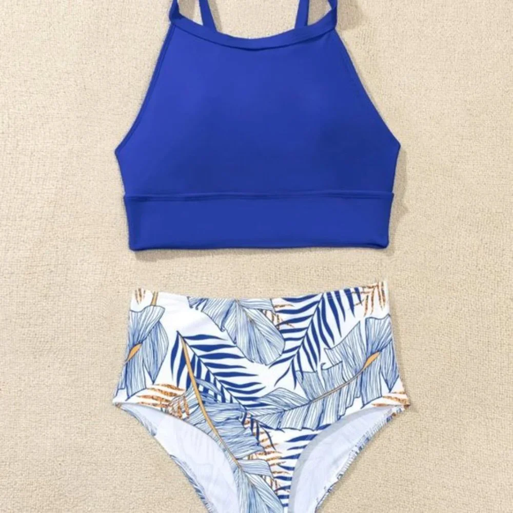 Blue Print High Waisted Bikini